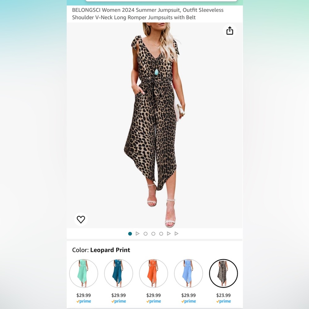 Belongsci Animal Print Jumpsuit, Size M